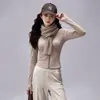 Conjunto de Yoga para Mujer de Nylon con Sensación de Piel, Chaqueta Cardigan Casual de Manga Larga con Cuello Alto y Múltiples Bolsillos, Pantalones Largos Casuales, Conjunto de Dos Piezas para Correr