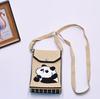 Bolso para teléfono móvil de estilo coreano con diseño de panda pequeño, bandolera de punto, bolso de mano con solapa, bolso informal para salir