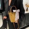 2025 Bolso Cruzado de Teléfono Móvil Tejido Bolso Cubo de Paja para Hombro Bolso de Mano Retro Europeo y Americano Versátil para Vacaciones en la Playa para Mujeres