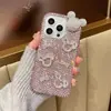 Nova Capa Estilo Coreano com Laço 3D e Cabeça do Mickey com Strass Brilhantes, Capa Totalmente de Strass Adequada para Apple 13 Pro Max