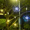 Luces de fuegos artificiales solares, guirnaldas de luces LED colgantes, luces decorativas colgantes para árbol de jardín impermeables para exteriores, ambiente de diente de león