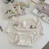 Braguitas de Algodón Puro 10A Extendido Antibacteriano Triángulo en la Entrepierna, Estilo Lindo y Femenino Japonés con Estampado de Cachorro, Cintura Media, Tacto Suave para la Piel