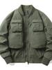 Chaqueta Bomber para Hombre Traje de Béisbol Retro Americano Chaqueta de Ropa de Trabajo Multibolsillos Funcional para Exterior Tres Pruebas Carga Superior