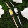 Estilo popular de celebridad de internet mismo modelo broche pequeño reloj estilo mujer reloj verde pequeño pulsera verde rectangular reloj mujer venta al por mayor