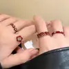 Anillo Abierto de Zircón Borgoña para Mujer Diseño Retro de Nicho Anillo para Dedo Índice Lujo Accesible Gama Alta Anillo Apilable Otoño e Invierno