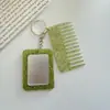 Nuevo Llavero Peine Rectangular con Purpurina, Aspecto de Alta Gama, Accesorio para Bolso, Mini Peine, Espejo, DIY, Transfronterizo