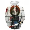 Nuevo Suéter Casual con Capucha 3D Estampado Digital de Halloween Europeo y Americano 2024 para Hombre, Holgado, Sudadera con Capucha para Pareja
