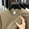 Moletom Masculino Outono Inverno Nova Temporada Descente Algodão Gola Redonda Pulôver Cor Sólida Manga Longa Casual Versátil Solto Camada Base Top