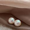 Verano Nuevo Shijia Aretes de Perlas de Pan al Vapor para Mujer Plata de Ley S925 Aguja de Plata Nicho Alta Gama Lujo Ligero Combinación con Todo Personalidad