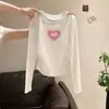 Camiseta de Algodão com Textura Manga Longa Feminina Bainha Assimétrica Design Primavera e Outono Nova Slim Fit Camiseta Básica Camiseta Top