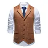 2026 Nuevo Chaleco de Traje Estampado de Gamuza para Hombre de Amazon Talla Europea Moda Retro Chaleco con Solapa
