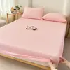 Conjunto de Lençol de Baixo com Elástico em Gaze Dupla de Três Peças, Toque de Algodão Puro, Protetor de Colchão para Todas as Estações, Cobre-Cama de Cobertura Total, Peça Única, Grau Materno e Infantil