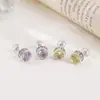 Aretes de Plata Yuebao Jewelry Amatista Plata de Ley S925 Citrino Corte Redondo Seis Palabras Mantra Estilo Étnico En Stock
