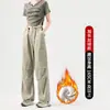 Pantalones de Trabajo con Velcro y Forro de Polar para Mujer, Novedad Primavera 2026, Cintura Alta, Holgados tipo Jogger, Pantalones Deportivos Casuales de Pierna Ancha