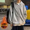 Sudadera de Otoño e Invierno Transfronteriza para Hombre con Capucha y Cremallera Estilo Coreano Moderna para Estudiantes Chaqueta de Terciopelo Holgada Deportiva Casual