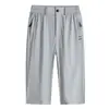 Pantalones de playa de verano para hombre, de seda de hielo, secado rápido, holgados, talla grande, de siete puntos
