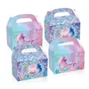 Caja de Regalo de Dulces Transfronteriza Caja de Dibujos Animados de Concha de Sirena y Océano Bolsa de Papel Portátil Regalo Caja de Dulces de Papel Kraft Venta al por Mayor
