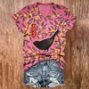 Nuevo top de cuello en V para mujer, nueva camiseta de manga corta con estampado floral y de pájaros estilo chino, diseño único, moda nicho estilo coreano ajustada para chicas a la moda