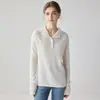 Suéter de cachemira 100% para mujer de otoño e invierno, tejido con capucha y medio botón, jersey casual holgado, capa base de longitud corta