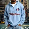 Ropa Popular Nueva para Hombre en Sitios Web Independientes en EE. UU.: Sudadera con capucha y media cremallera con bolsillo Serie NFL Sudadera con diseño personalizado