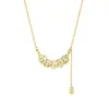 Nuevo Collar Estilo Chino Moneda de Cinco Emperadores Moneda de Cobre Hielo Picado para Mujer, Plata Pura S925, Lujo Ligero, Tendencia Nacional, Cadena para Clavícula que Atrae la Fortuna