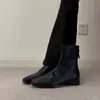 Botas de Tobillo de Tacón Bajo Delgado Adelgazantes de Tendencia Retro que Aumentan la Altura con Punta Cuadrada Elásticas Adelgazantes Versátiles para Mujer
