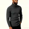 Suéter de punto trenzado de cuello alto para hombre, jersey estilo Amazon, suéter de corte ajustado, prendas de punto de manga larga con cuello alto para hombre
