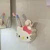 Estante de gato kt caja de almacenamiento de dibujos animados para pared portacepillos de dientes de baño sin rastro sin perforación portabolígrafos para estudiantes