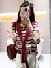 Suéter de punto con chal a rayas de dos piezas falsas para mujer, nuevo top casual holgado de otoño, chal de punto fino a rayas para mujer