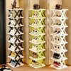 Zapatero plegable de múltiples niveles en forma de X para apartamentos de alquiler, entrada del hogar y uso en dormitorios, diseñado para espacios estrechos
