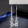 Pendientes de borlas con estrella de cinco puntas bañados en plata Pendientes Nuevos pendientes largos elegantes de moda con estrella de Internet que combinan con todo