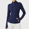 Jaqueta Esportiva de Yoga com Toque Natural Transfronteiriça Slim Fit Elástica com Zíper Gola Alta Justa Jaqueta para Corrida Fitness Top Feminino