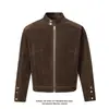 Era Moderna Retro Melard Otoño Ajuste Limpio Chaqueta Corta Cuero Gamuza Harrington Chaqueta de Vuelo