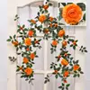 Enredadera de Rosas Simulada de Alta Gama, Enredadera Artificial de Flores Estilo Jardín, Arco de Pared, Envoltura para Tuberías Colgantes, Enredadera Decorativa para Cubrir y Decorar
