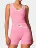 Conjunto de Yoga de Cintura Alta para Exteriores, Conjunto de Fitness de Secado Rápido con Sensación de Piel Desnuda, Conjunto de Dos Piezas de Yoga para Exteriores sin Espalda