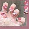 X157 Parche de Uñas Postizas Acabado Negro Rojo Escarchado Estrella Luna Corto Parche de Uñas Postizas Removible Arte de Uñas