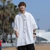 Camisa Blanca de Manga Corta para Hombres y Mujeres 2026 Nuevo Verano Diseño de Cadena y Corbata Elegante Camisa Chaqueta de Manga Tres Cuartos