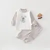 Elefante Pequeño Se Burla de Ding Astronauta Bebé Recién Nacido Niño Niña Ropa Interior de Algodón Puro Conjunto Separado Cuatro Estaciones Cintura Alta Protección de Vientre Ropa de Otoño y Pantalones