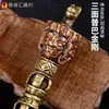 Buda Yuan Hui Xizang instrumento ritualístico King Kong cara fechada cabeça de cavalo King Kong Nepal feito à mão cobre superior ferro inferior cinco fios Vajra Puba pilão