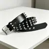 Cinturón Tachonado Estilo Punk Pu Oscuro para Mujer con Diseño Único de Púas de Estrella, Versátil para Jeans, Cinturón Decorativo de Moda