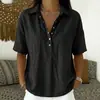 Estação de Verão 2026 Nova Roupa Feminina Camisa de Cor Sólida com Gola Lapela Manga Curta Solta Confortável Transfronteiriça Europeia e Americana Amazon