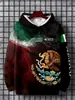 Patrón de Bandera Mexicana Impresión 3D Transfronterizo Nuevo Sudadera con Capucha Casual para Hombre Venta Directa de Fábrica Suministro