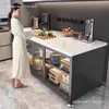 Nuevo estante de almacenamiento de cocina para uso doméstico, gabinete de almacenamiento a prueba de polvo de pie integrado, aparador multifuncional con puerta corrediza y panel de roca