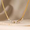 Collar de titanio y circonita de acero galvanizado en oro auténtico Aogu, estilo transfronterizo, cadena de clavícula retro de alta calidad para mujer