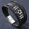 Temu moda quente transfronteiriça pulseira de metal de futebol personalidade da moda acessórios de futebol preto e branco pulseira de couro joias