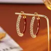 Populares Aretes de Gota de Aceite de Color Contrastante Plata Quebrada Chapados en Cobre Oro Real Moda de Alta Gama Exquisitos Aretes Estilo Celebridad Femenina