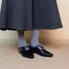 Zapatos de salón elegantes para mujer de estilo francés con punta fina y diseño de una sola correa, con forro mullido, suela plana y forro polar para abrigar.