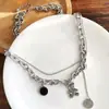 Colar Urso Hip-Hop Camada Dupla para Mulheres, Design de Nicho de Luxo Leve, Corrente para Clavícula Face Sorridente, Novo Choker com Pingente 2022