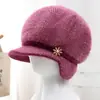 Gorro de Invierno para Mujeres de Mediana Edad y Mayores Abuela Mamá Persona Mayor Gorro Cálido Más Terciopelo Protección contra el Frío Lana Gorro de Punto para Señora Mayor