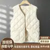 Chaleco Ligero de Algodón Estilo Nuevo 2026 para Mujer, Chaleco Corto sin Cuello Otoño e Invierno, Chaqueta Redonda Talla Grande